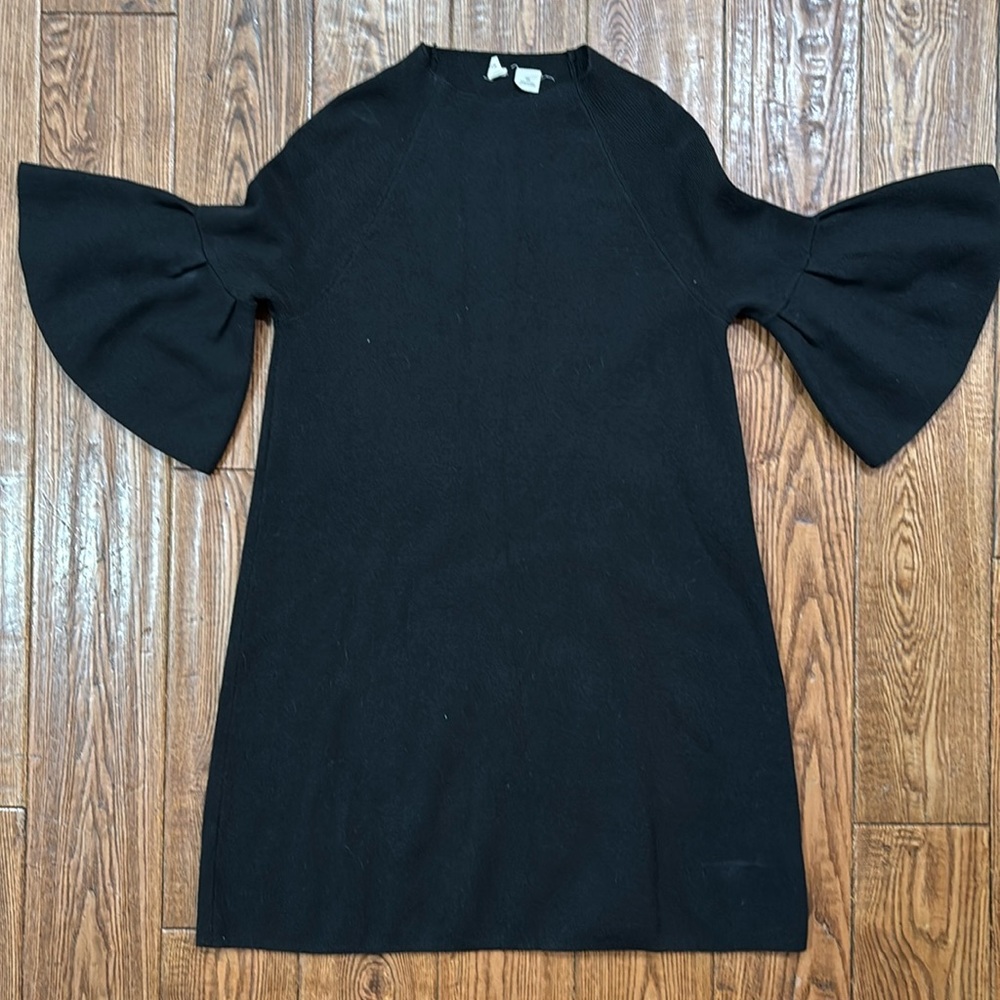 Anthropology Moth Black Chester Dress with bell sleeves